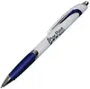 Custom-branded White Retractable Pen with Chrome Accents and Matching Thumb Grip