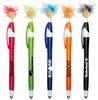 Smiley Hair Pen with Stylus - Custom Logo Promotional Pen