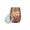 Wood-Tone Stainless Steel Wine Glass, 10 oz