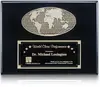 High-Gloss Piano Finish World Plaque with Antique Globe Plate - Custom Perpetual Plaque