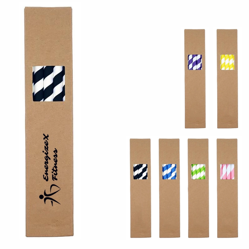 10 Pack Biodegradable Paper Straws in Paper Box (0.8 cm dia)