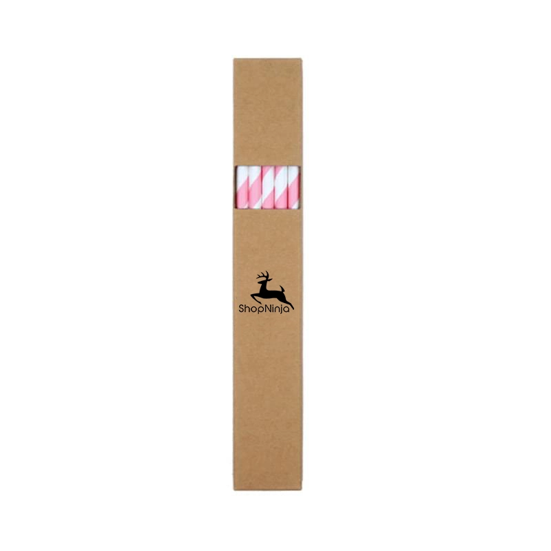 10 Pc Biodegradable Paper Straws in Paper Box - 0.6 cm dia.