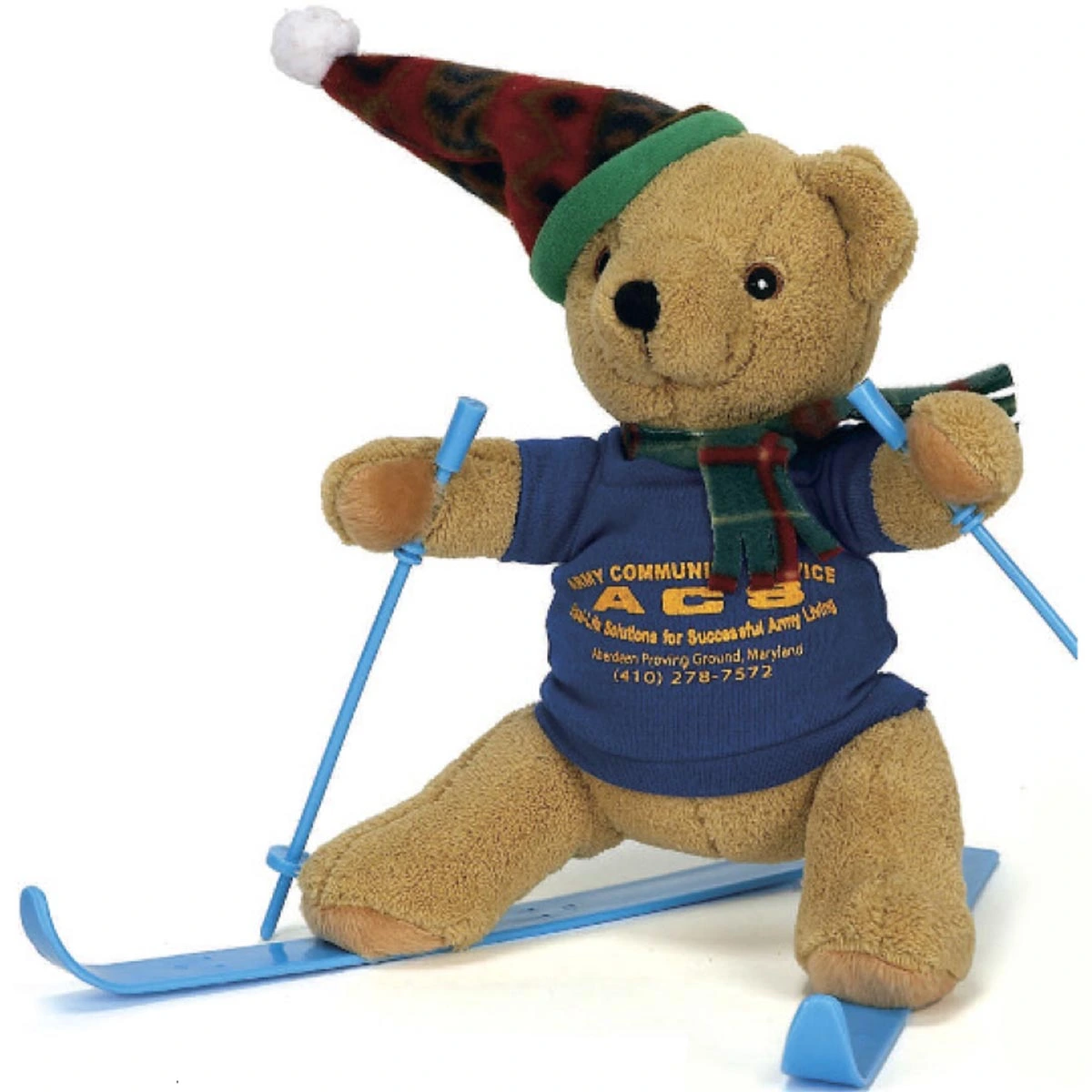 Customized Skiing Stuffed Bear - 10"