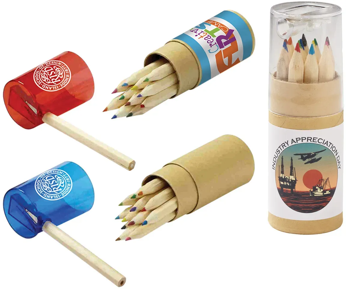 12-Color Pencil Set in Tube with Sharpener