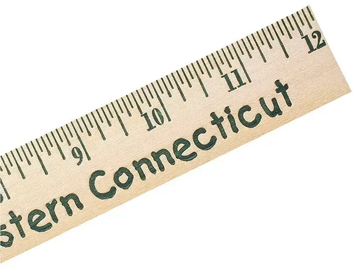 12" Natural Finish Wood Ruler - English Scale