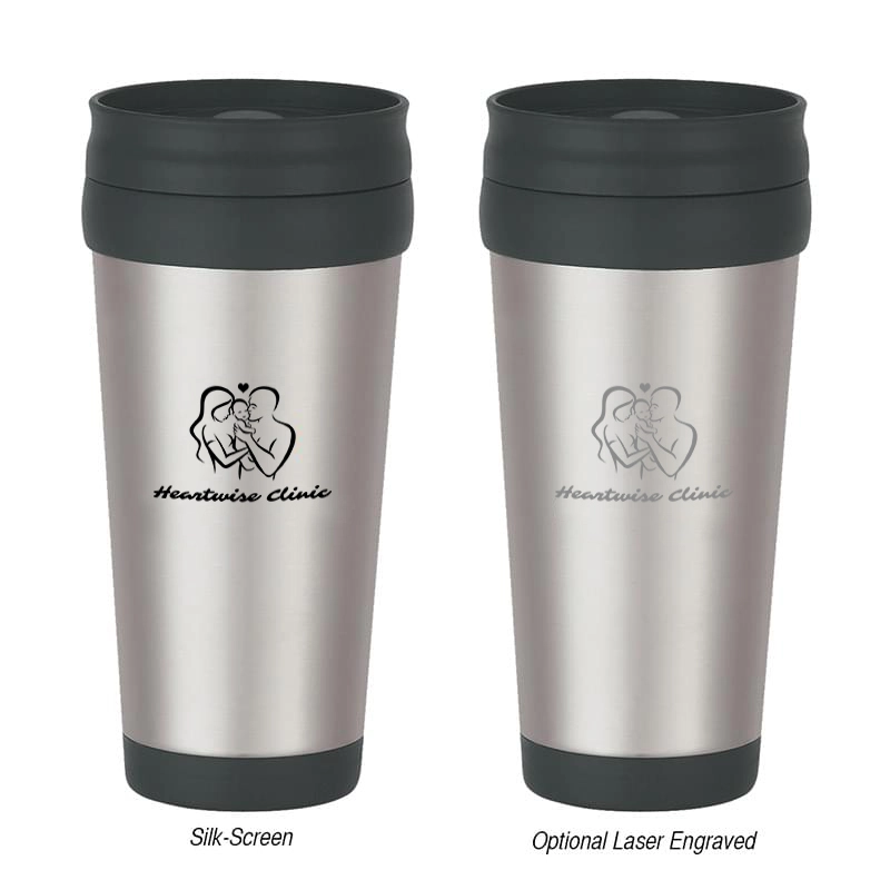 Stainless Steel Slide Action Travel Tumbler - 16 Oz.