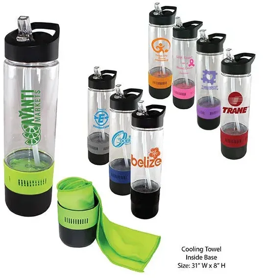 17 oz. Customizable Impact-Resistant BPA-Free Water Bottle w/ Matching Cooling Towel