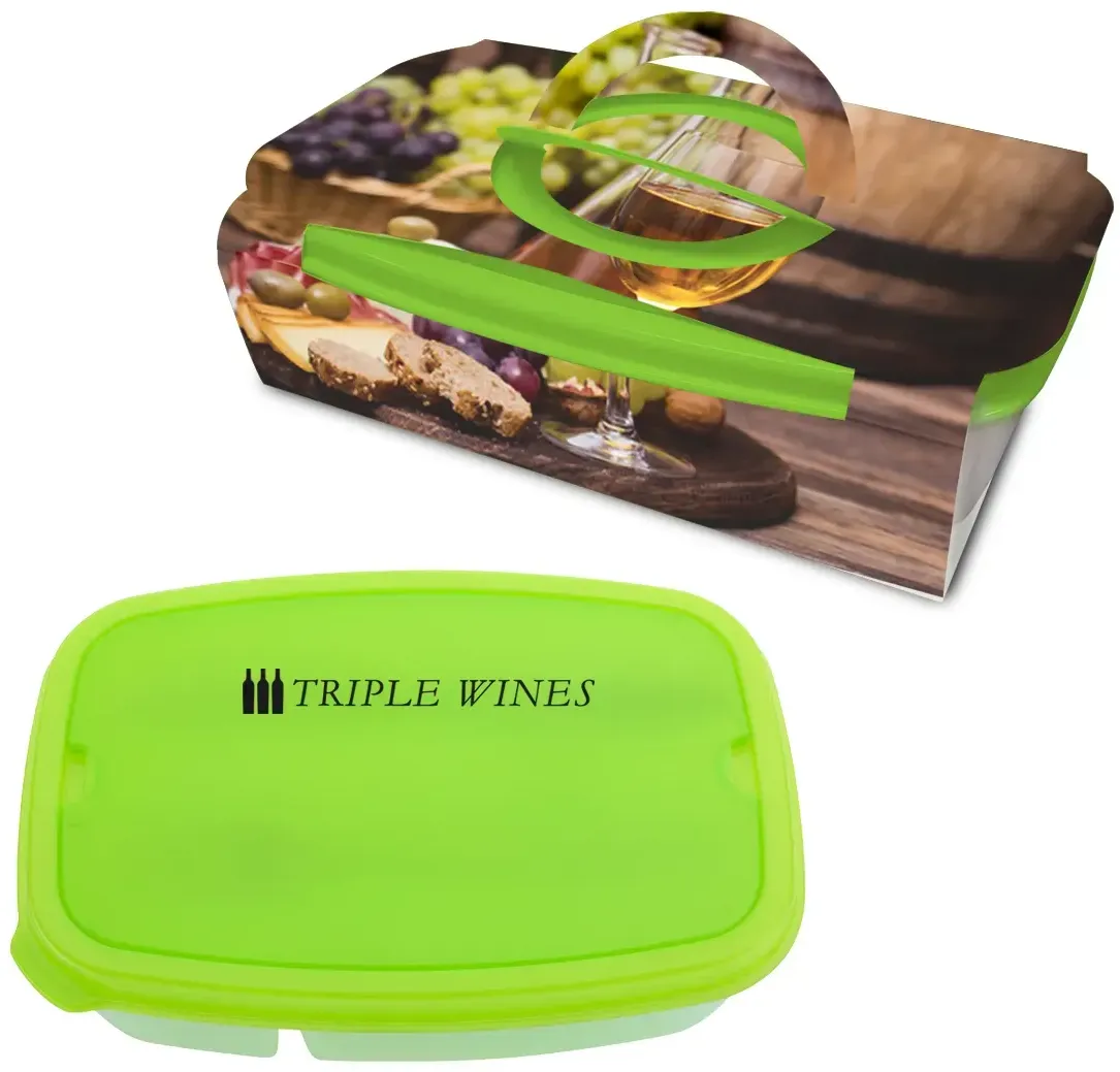 2-Section Lunch Container With Custom Handle Box