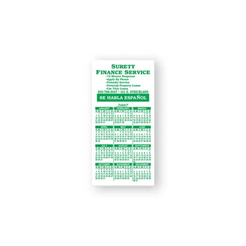 2" x 4" Calendar Magnet - 20mil