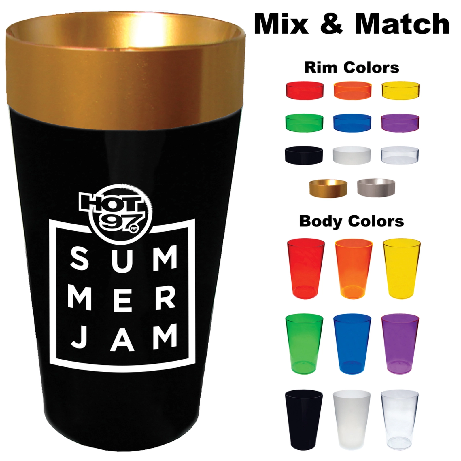 20 oz. Plastic Mix & Match Rim Color Cup