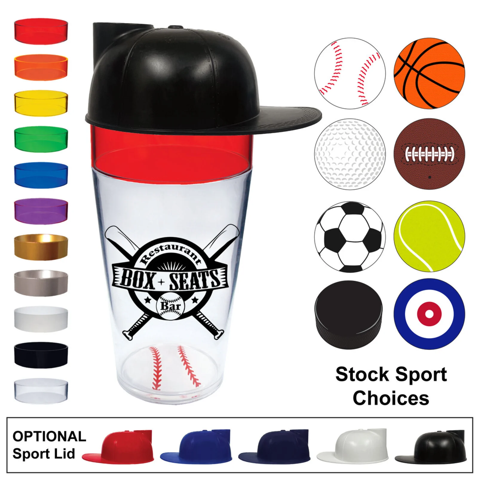 20 oz. Sports Themed Colored Rim Cup