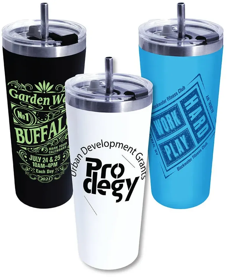 22oz Memphis Tumbler With Flip Top Lid & Stainless Steel Straw