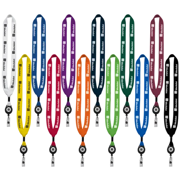 3/4" Cotton Lanyard with Metal Crimp & Retractable Badge Reel