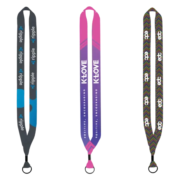 3/4" Dye-Sublimated Lanyard with Metal Crimp & Metal Split-Ring