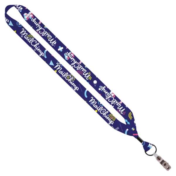 3/4" Dye-Sublimated Lanyard with Metal Crimp, Split-Ring & Bulldog Clip