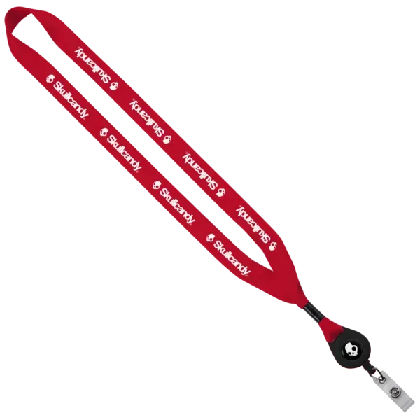 3/4" Polyester Lanyard with Metal Crimp & Retractable Badge Reel