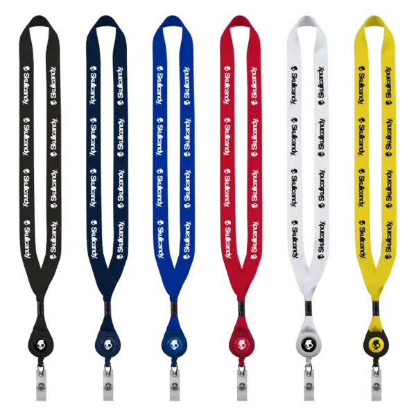 3/4" Polyester Lanyard with Metal Crimp & Retractable Badge Reel