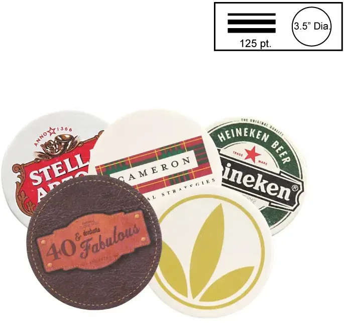 Personalized Pulpboard Coasters (125 pt) - 3.5" Circle