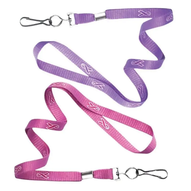 3/8" Breast Cancer Awareness Flat Lanyard