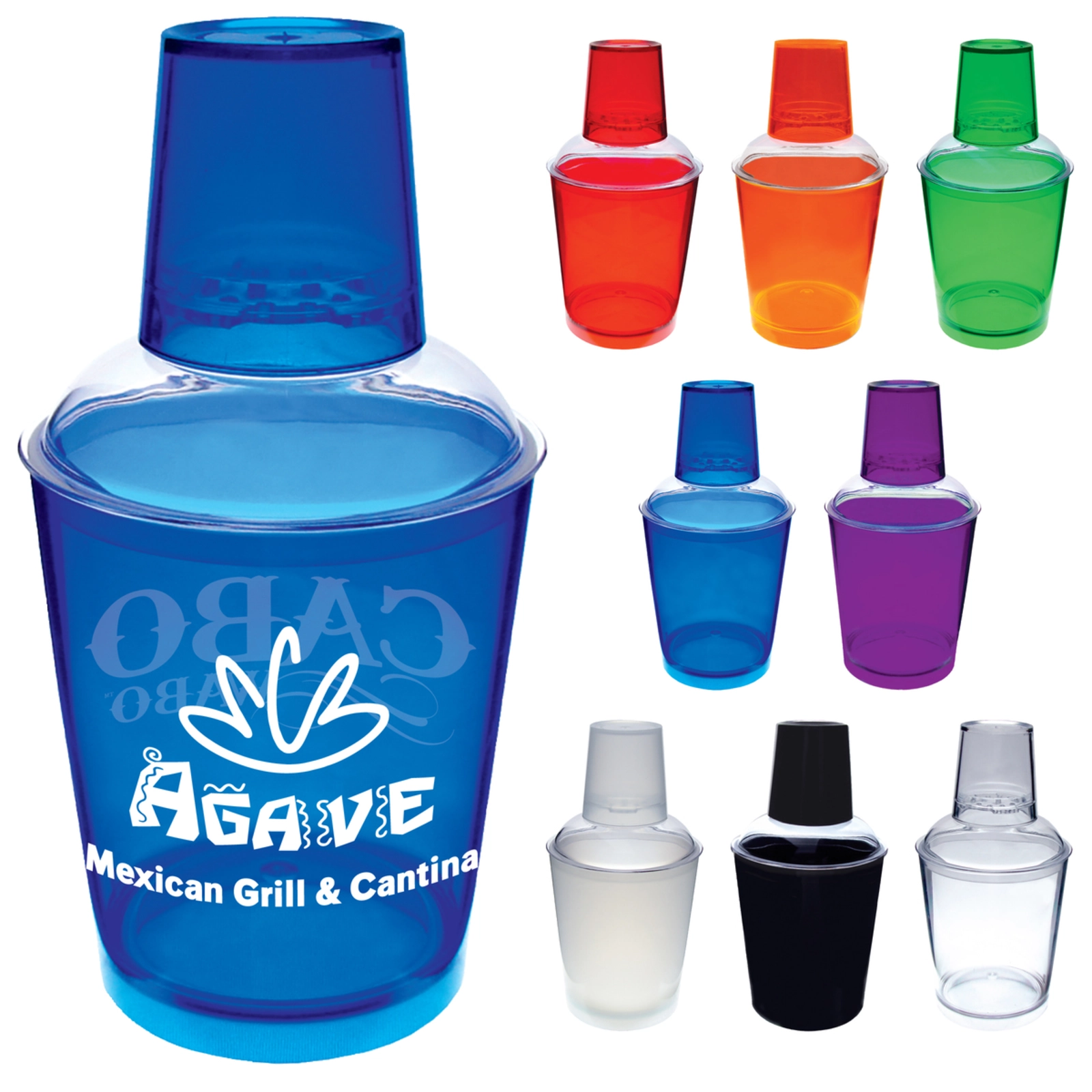 3 Piece Colored Styrene Cocktail Shakers