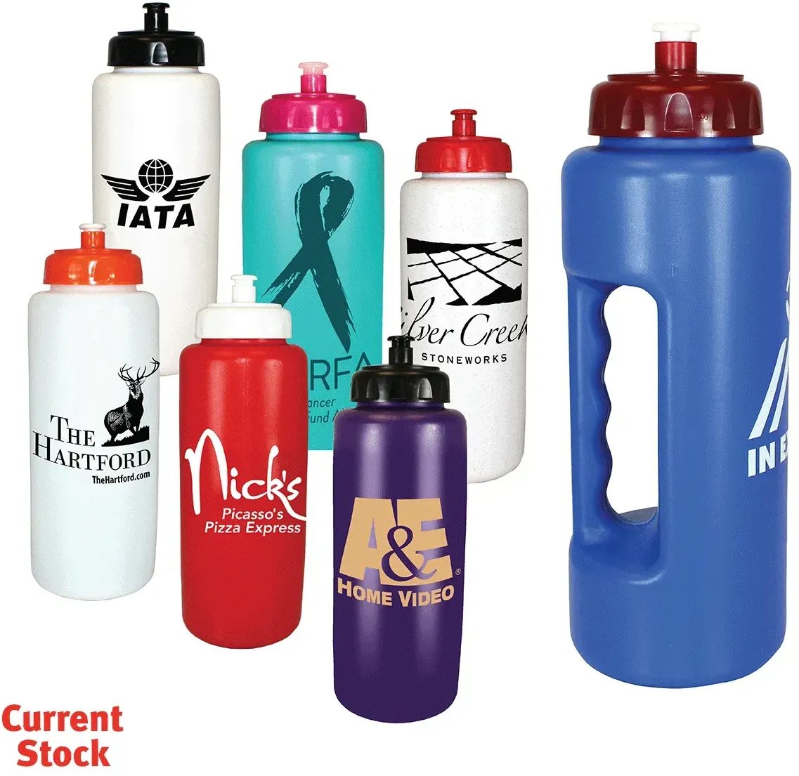 32oz Custom Branded Grip Water Bottle with Multiple Cap Options and Large Imprint Area