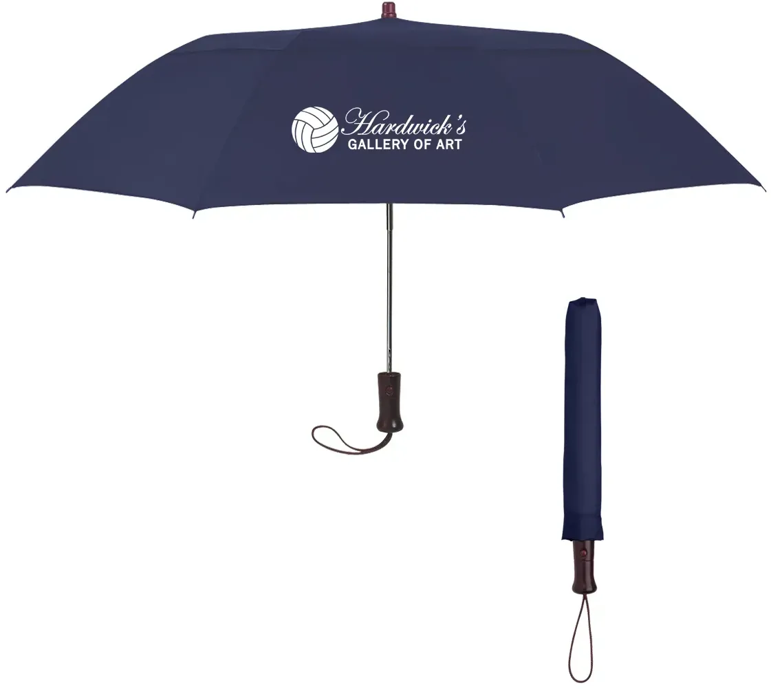 Arc Telescopic Folding Wood Handle Umbrella - 44"