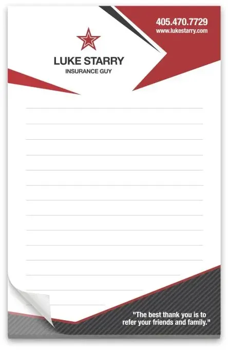 50 Page -1/2 Paper Note Pad w/ Magnet 4CP - 5-1/2 x 8