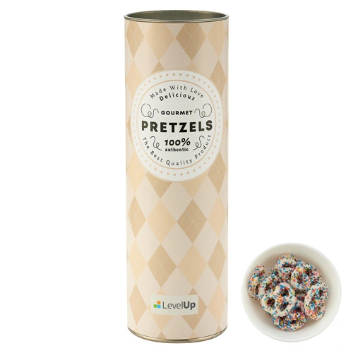 8-Inch Tube with Chocolate Pretzels