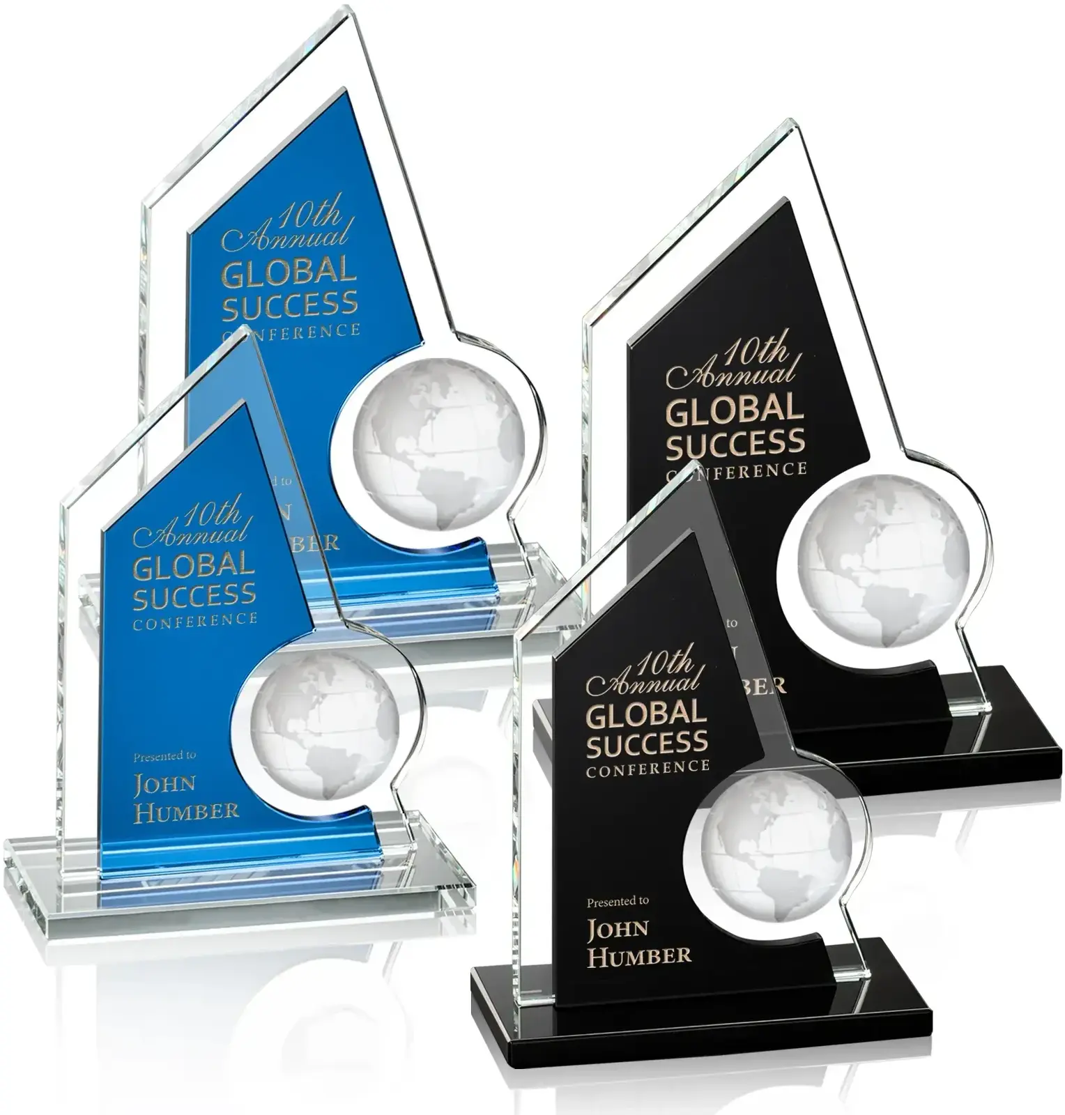 Floating Crystal Globe Achievement Award - Custom Engravable