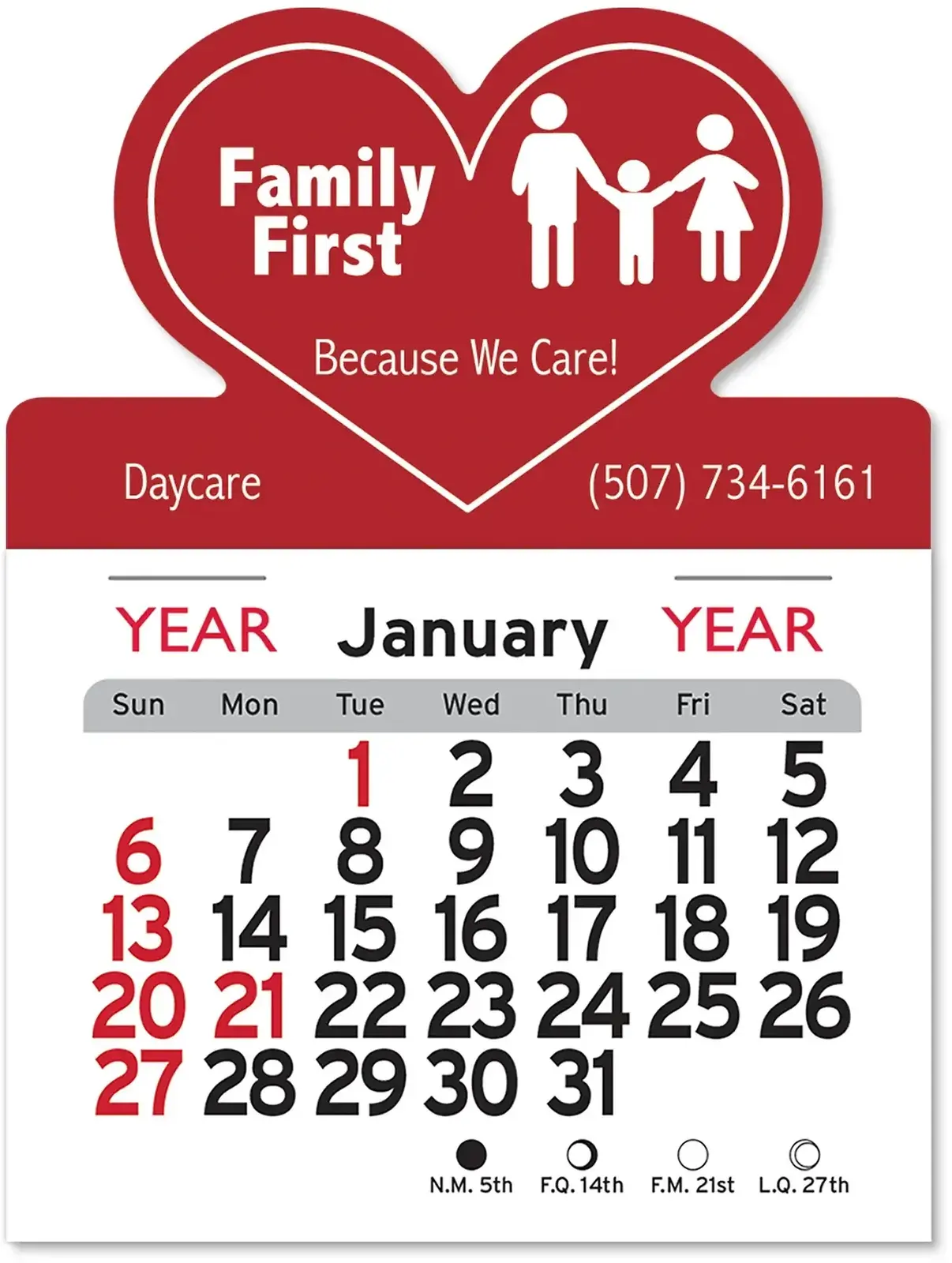 Custom Heart Peel-N-Stick® Calendar