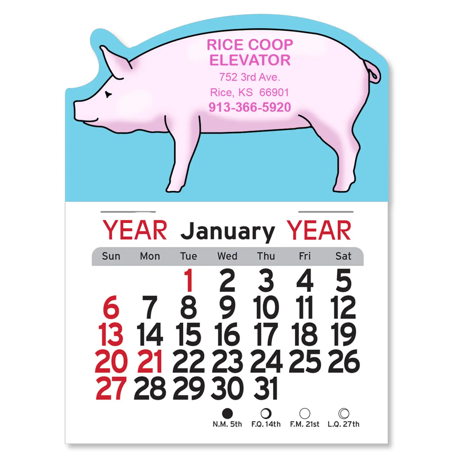 Personalized Peel-N-Stick® Pig Calendar