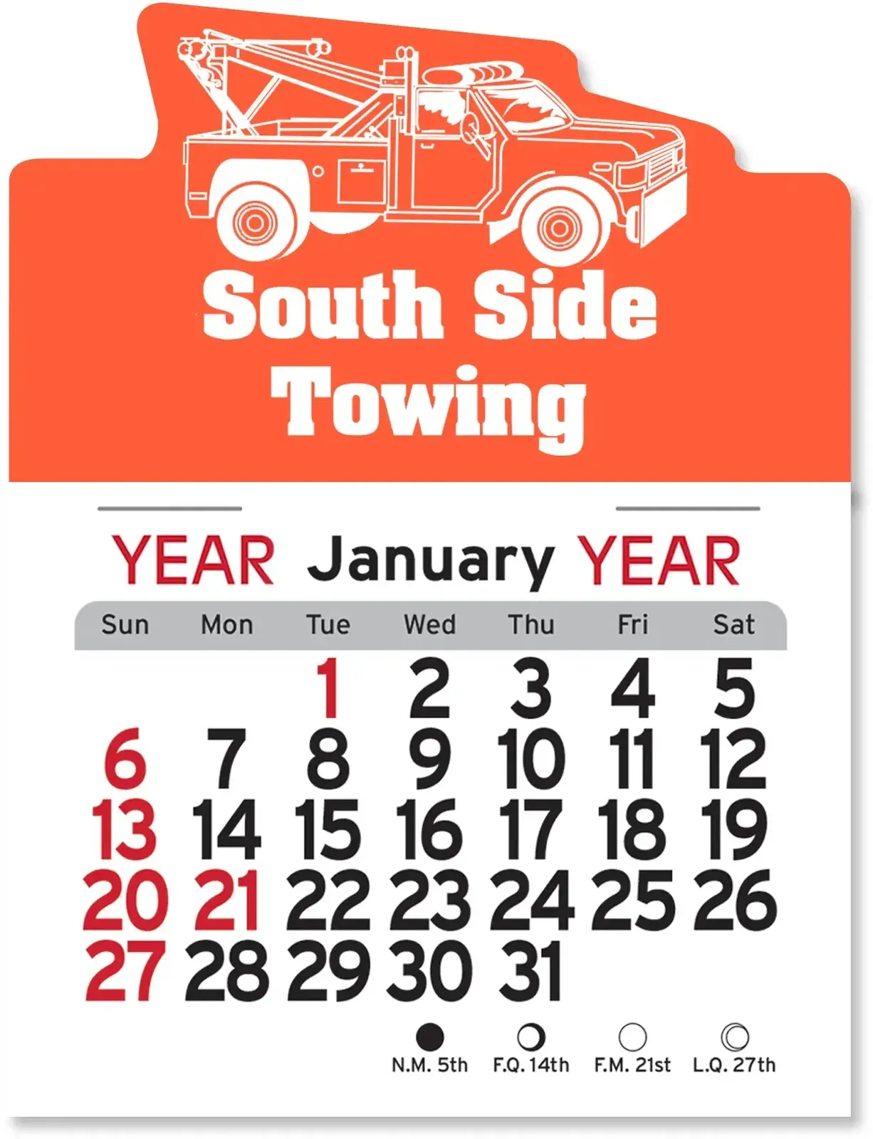 Tow Truck Peel-N-Stick® Calendar Pad