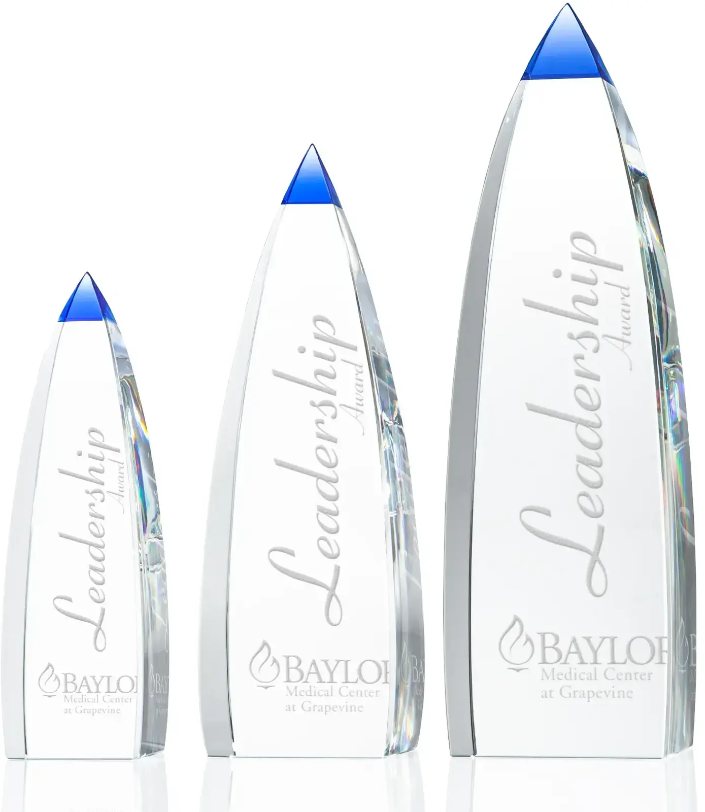 Custom Blue Accent Optical Obelisk Award