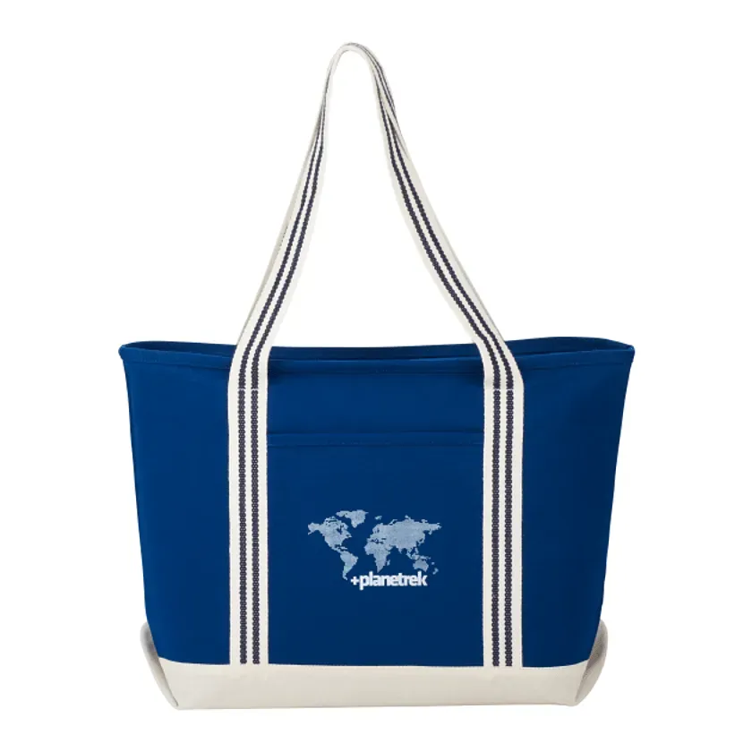Custom Branded Cotton Zippered Boat Tote - 20oz Atlantic Stripe