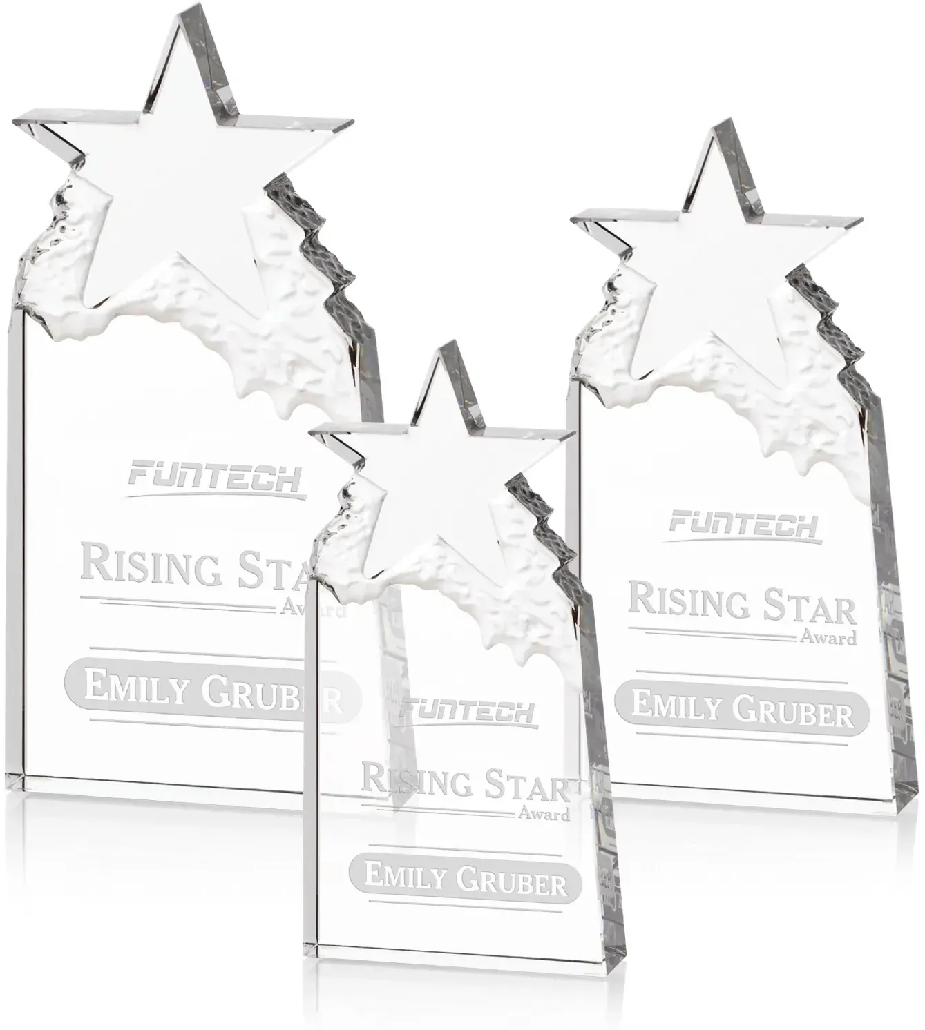 Clear Star Mountain-Top Optical Award Trophy - Customizable