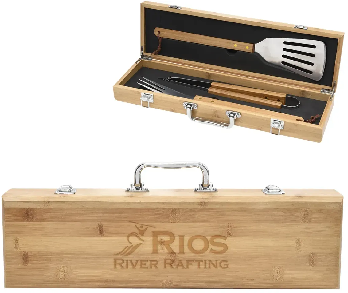 Custom BBQ Set In Bamboo Case