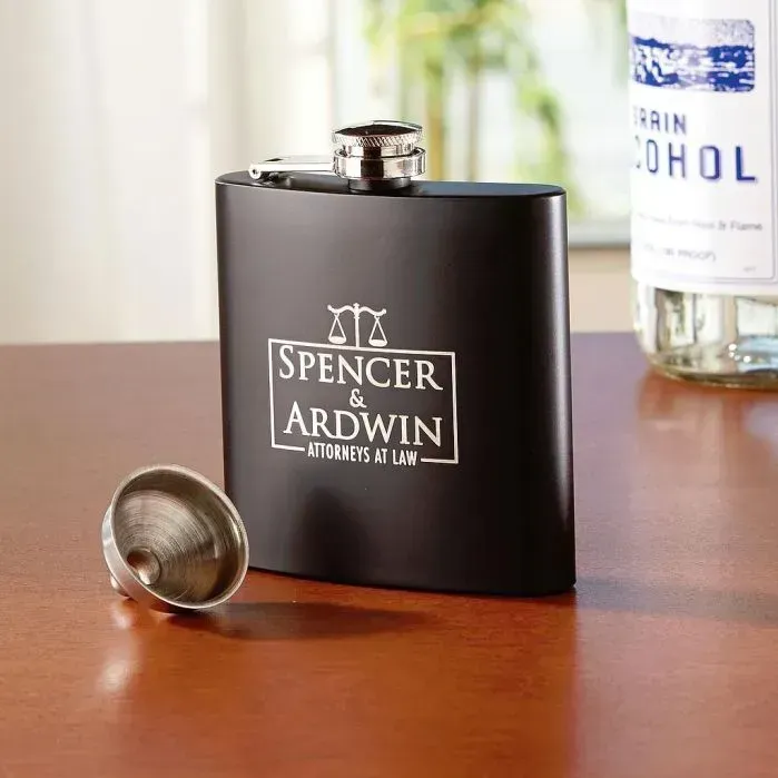 Custom Printed Black Flask Set