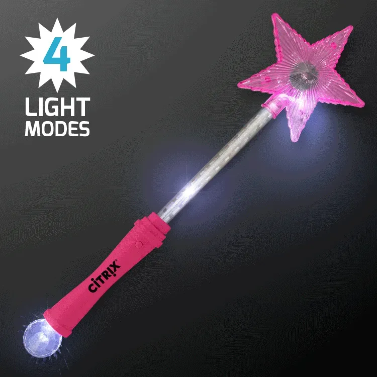 Blinky Super Star Wands, Opaque Pink Handle