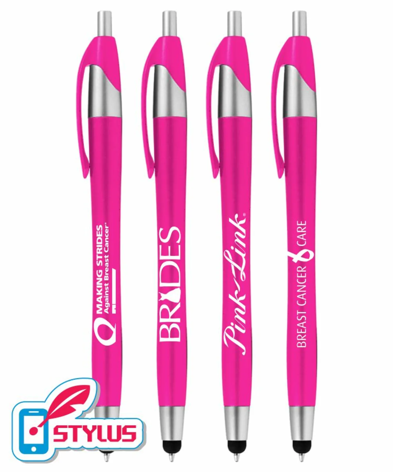 Breast Cancer Awareness Pink Elegant Stylus Click Pens