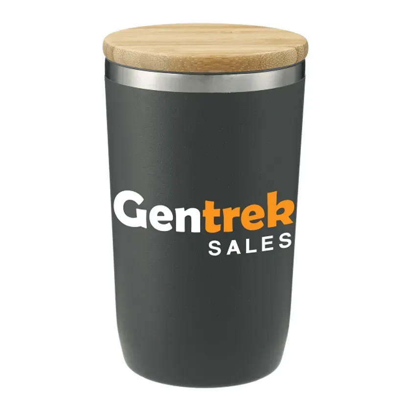 Custom Branded Copper Vacuum Tumbler with Bamboo Lid - 14oz