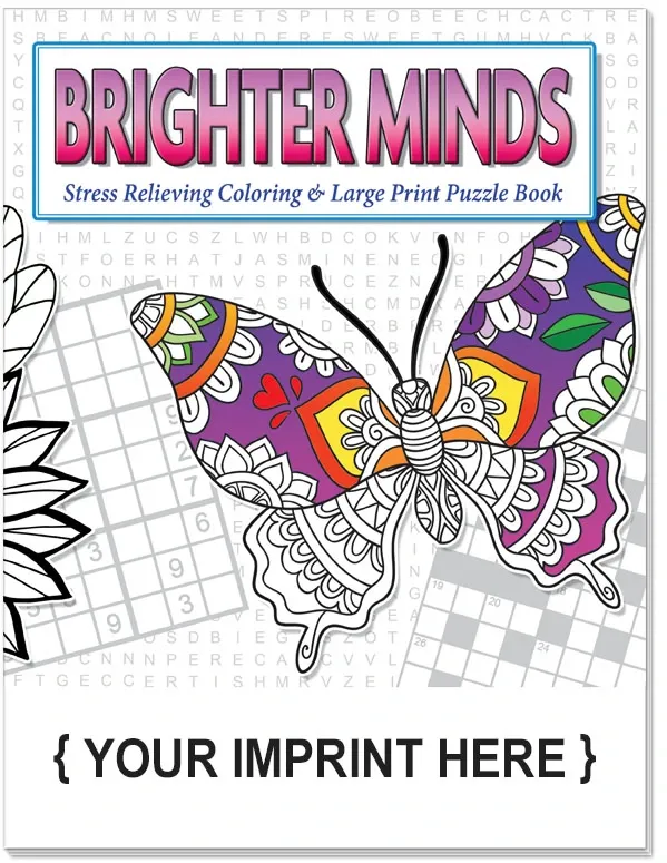 Brighter Minds - Adult Coloring and Large Print Puzzle Book