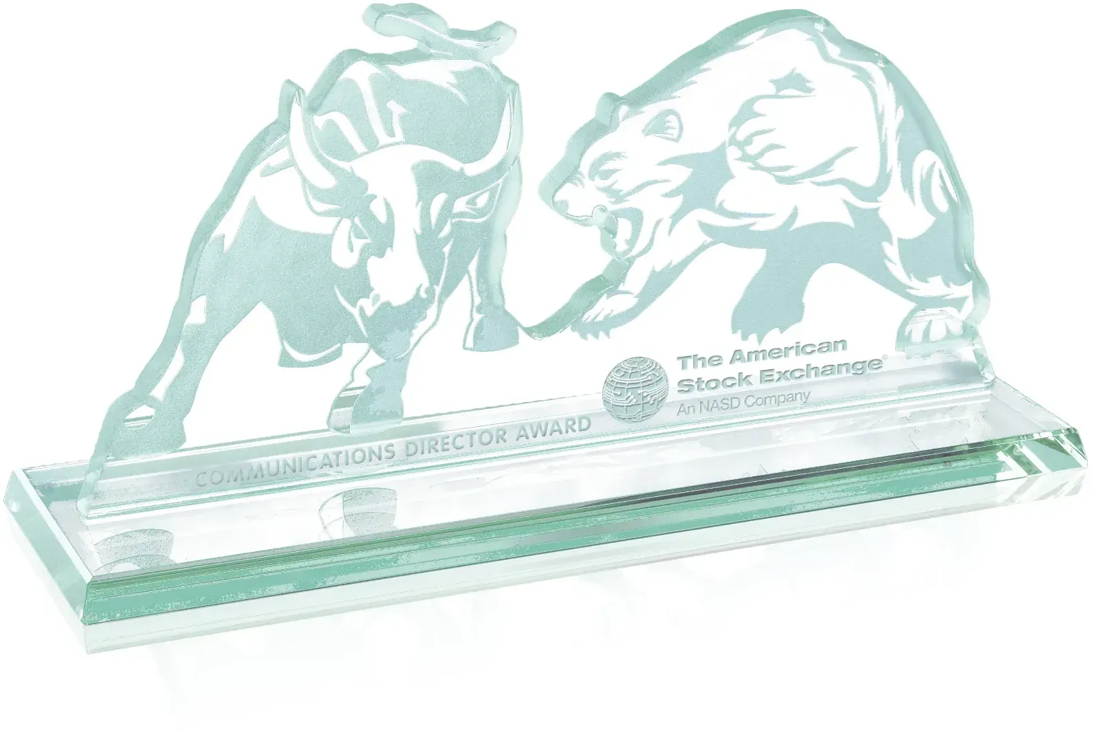 Financial Award Bull Bear Glass Statuette