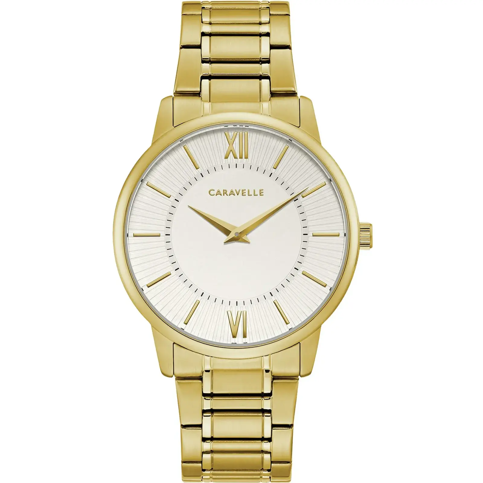 Bulova 44A114 Caravelle Men's Gold Bracelet from the Dress Collection- White Dial