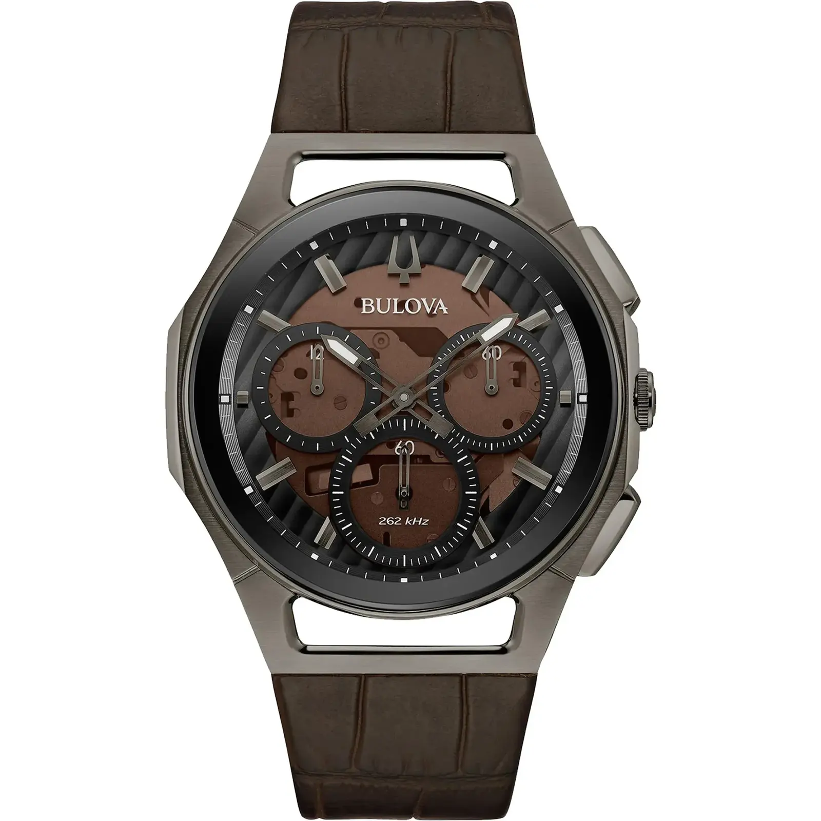 Bulova 98A231 Men's CURV Chronograph Brown Leather Strap & Dial