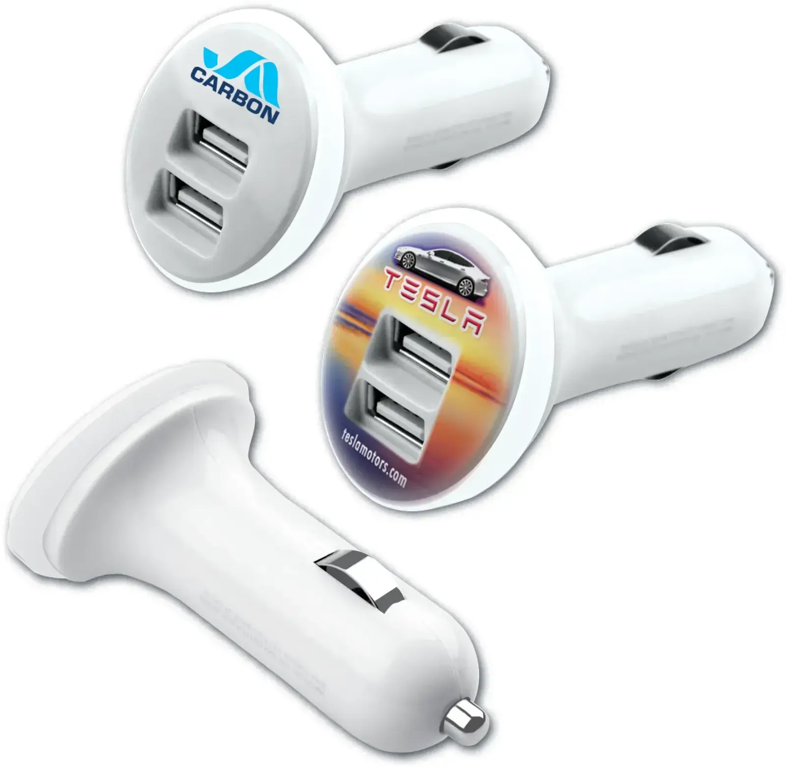 2-Port USB Car Charger for Mobile Devices with Full-Color Imprint by PPI