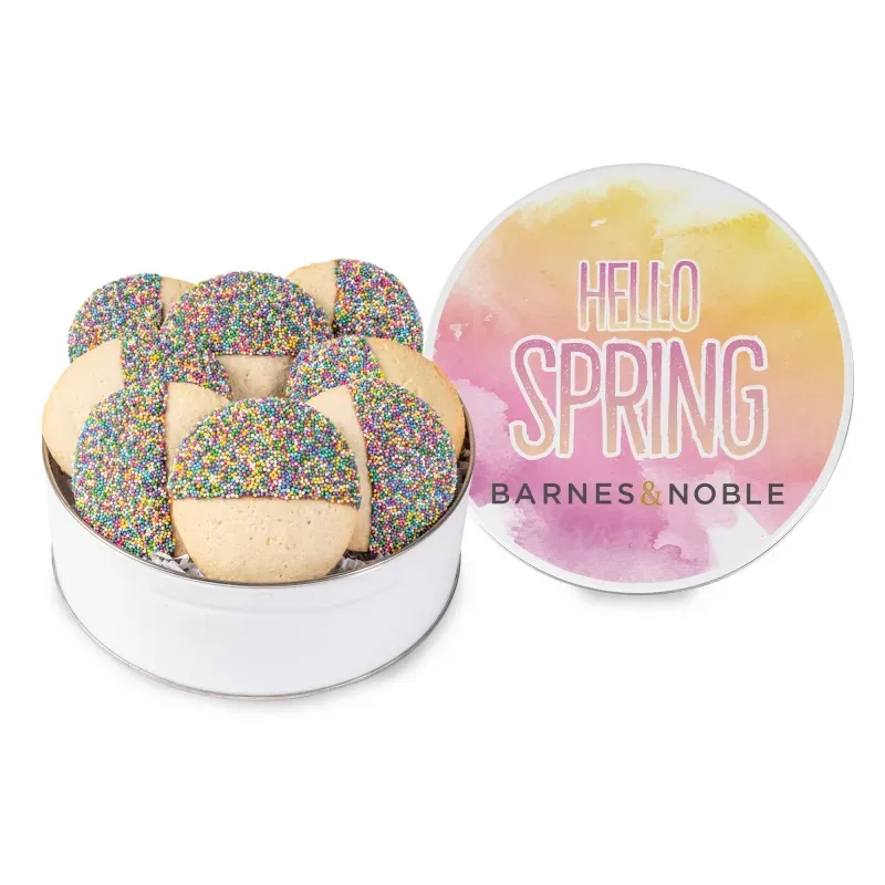 Chocolate Dipped Round Cookie in Gift Tin