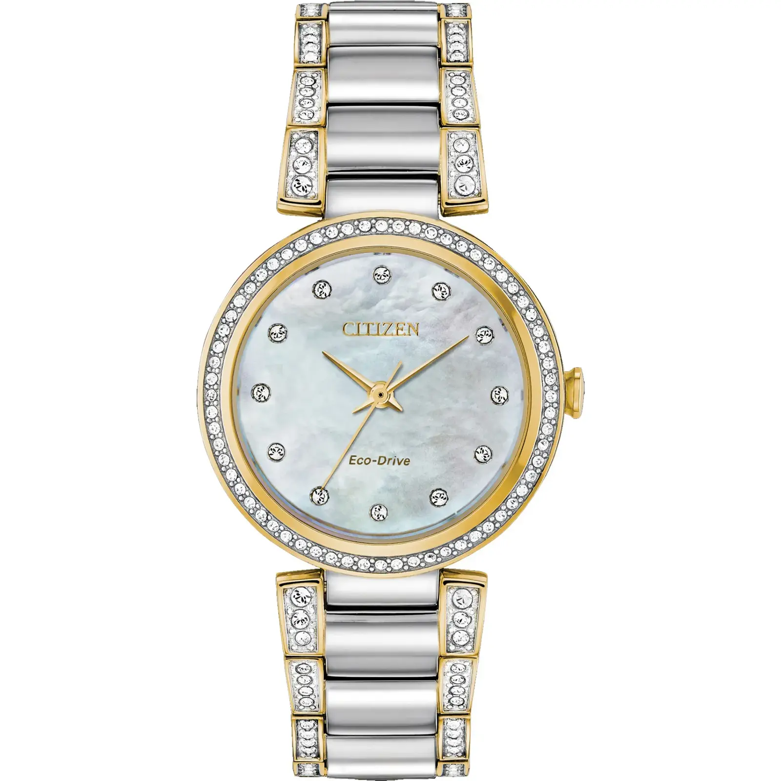 Citizen EM084458D Ladies' Silhouette Crystal Eco-Drive Watch, Two-tone with Silver-tone MOP Dial