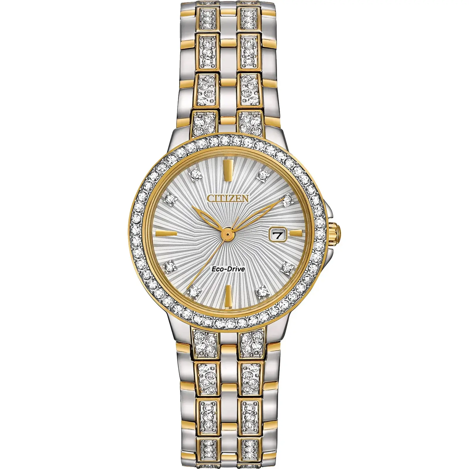 Citizen EW234457A Ladies' Silhouette Crystal Eco-Drive Watch, Two-tone SS Bracelet, Swarvoski Crystal Accents