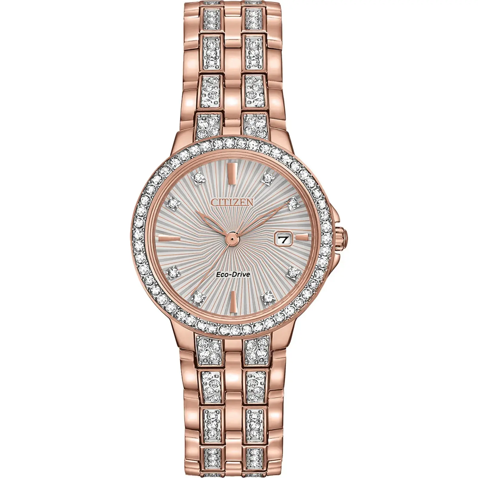 Citizen EW234856A Women's Eco-Drive Crystal Accent Rose Gold-Tone Stainless Steel Bracelet Watch