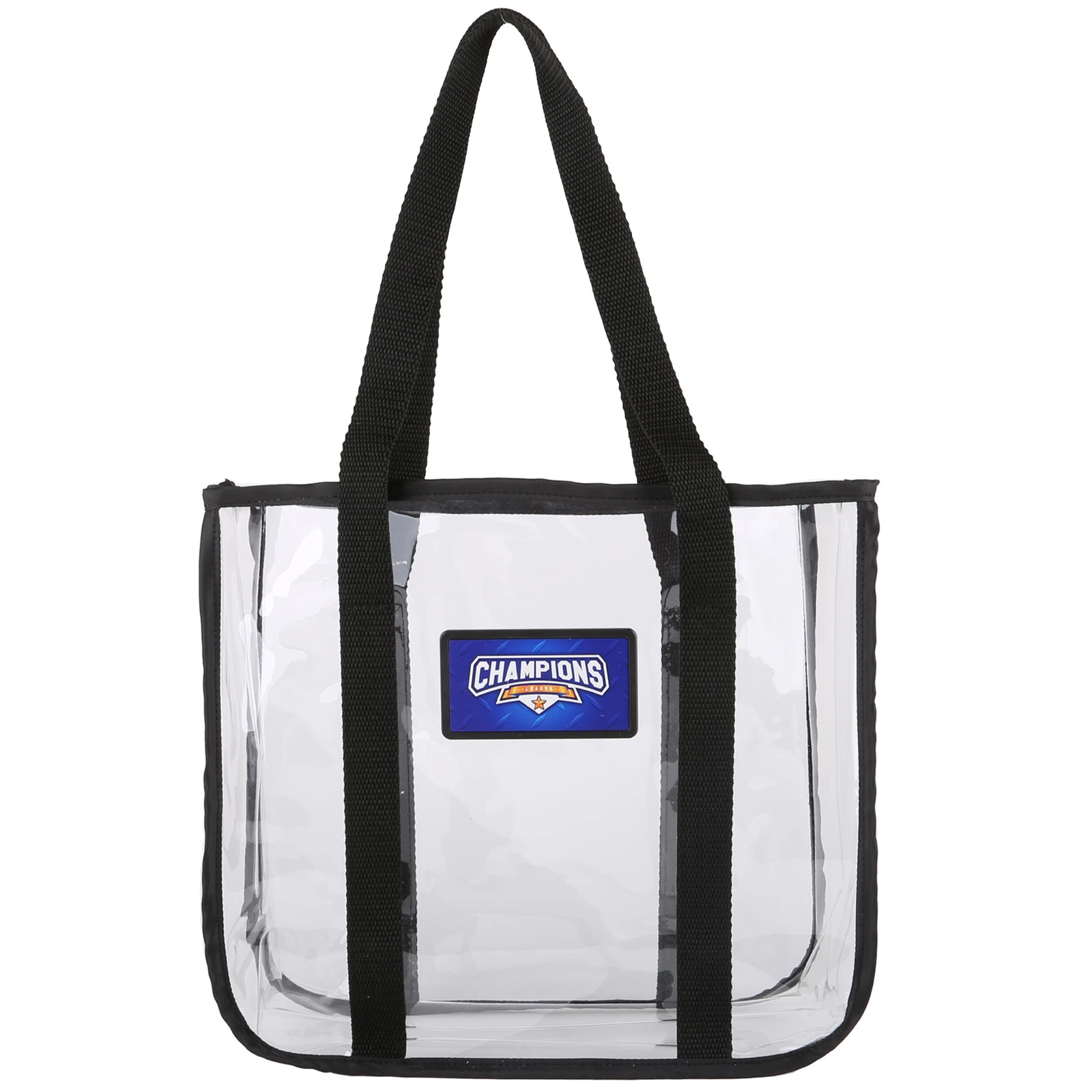 Clear Stadium Approved Tote Bags W/ Black Nylon Trim